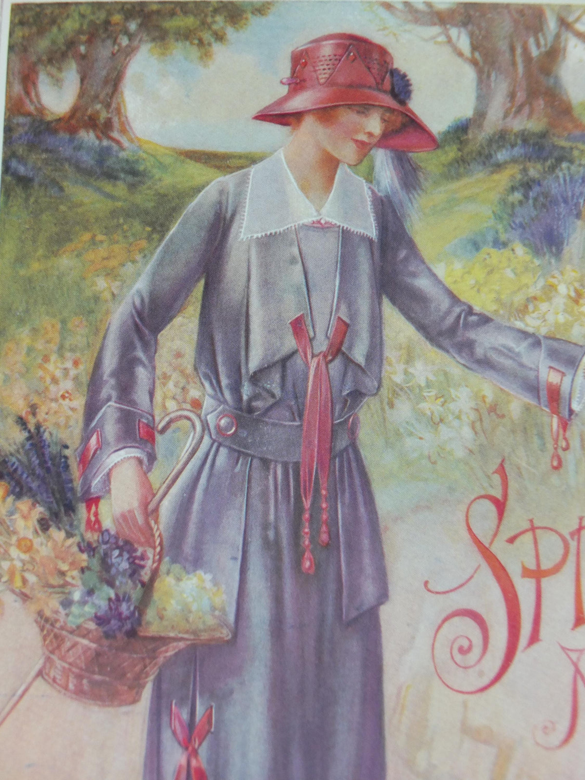 1960s The Lady Poster, Woman in gray Flapper Spring style from the 1920s, Womans magazine, fashion Advertising, art deco, wall art decor