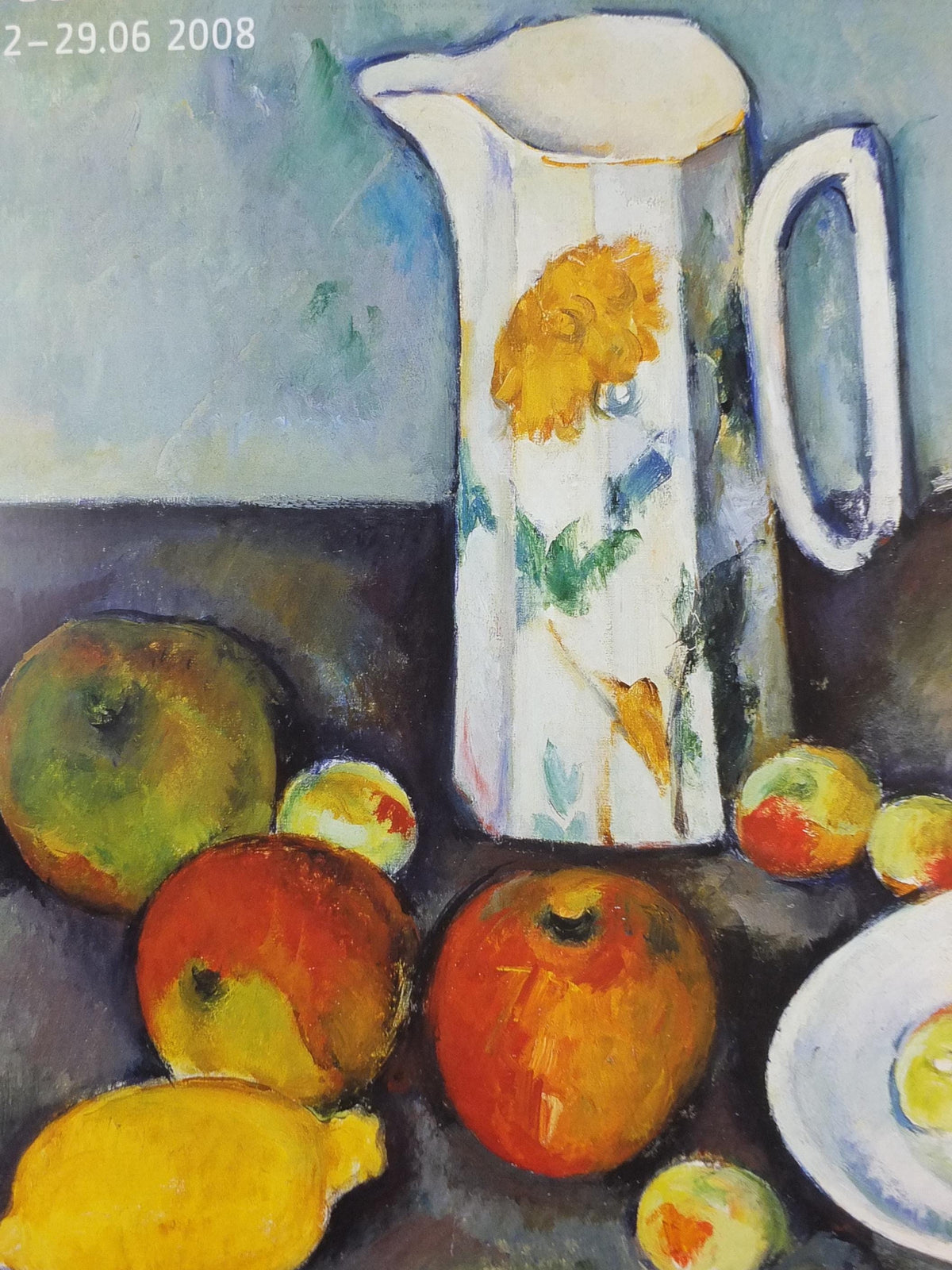 2008 Paul Cezanne Poster, Milk jug and fruit on a table 1890, Impressionism, Post-Impressionism, Cubism, gallery exhibition, wall art decor