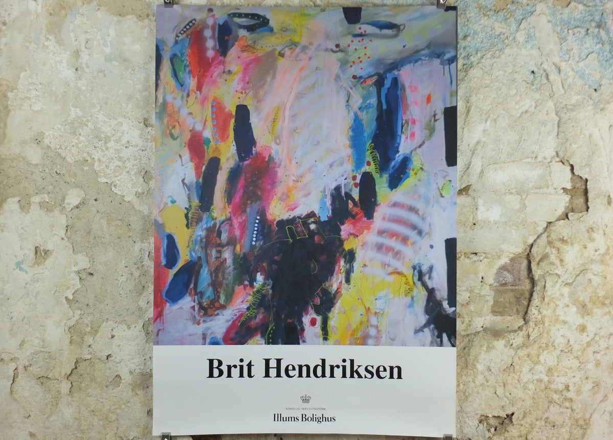2000s Brit Hendriksen Poster, Illums Bolighus Design, Royal Danish Warrant Holder, Abstract Surrealism, gallery exhibition wall art decor