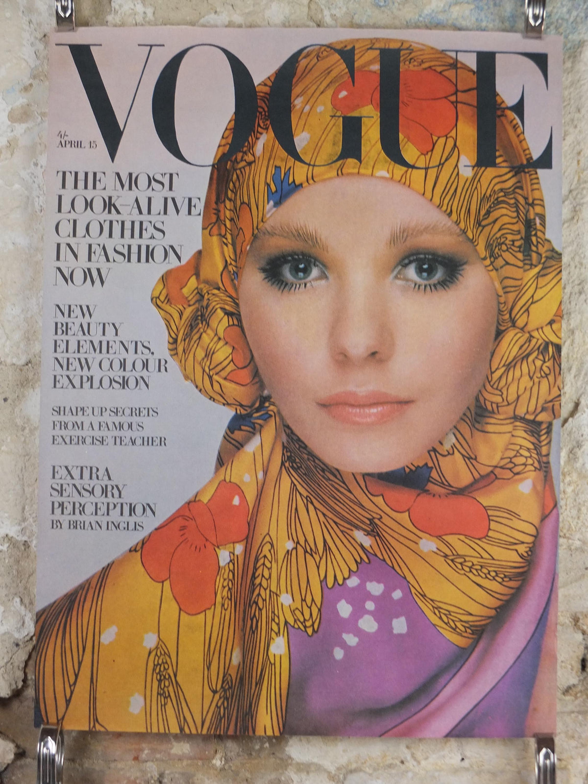 1969 Vogue Magazine Cover Poster, Maudie James, April 15, 1969, British Vogue, Barry Lategan, fashion Advertising wall art decor