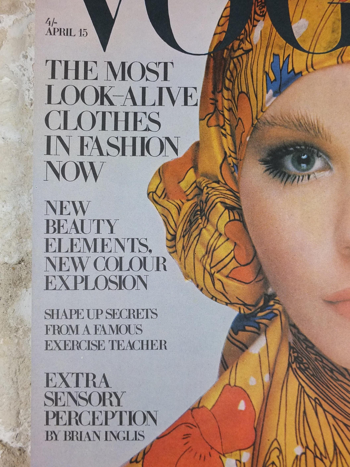 1969 Vogue Magazine Cover Poster, Maudie James, April 15, 1969, British Vogue, Barry Lategan, fashion Advertising wall art decor
