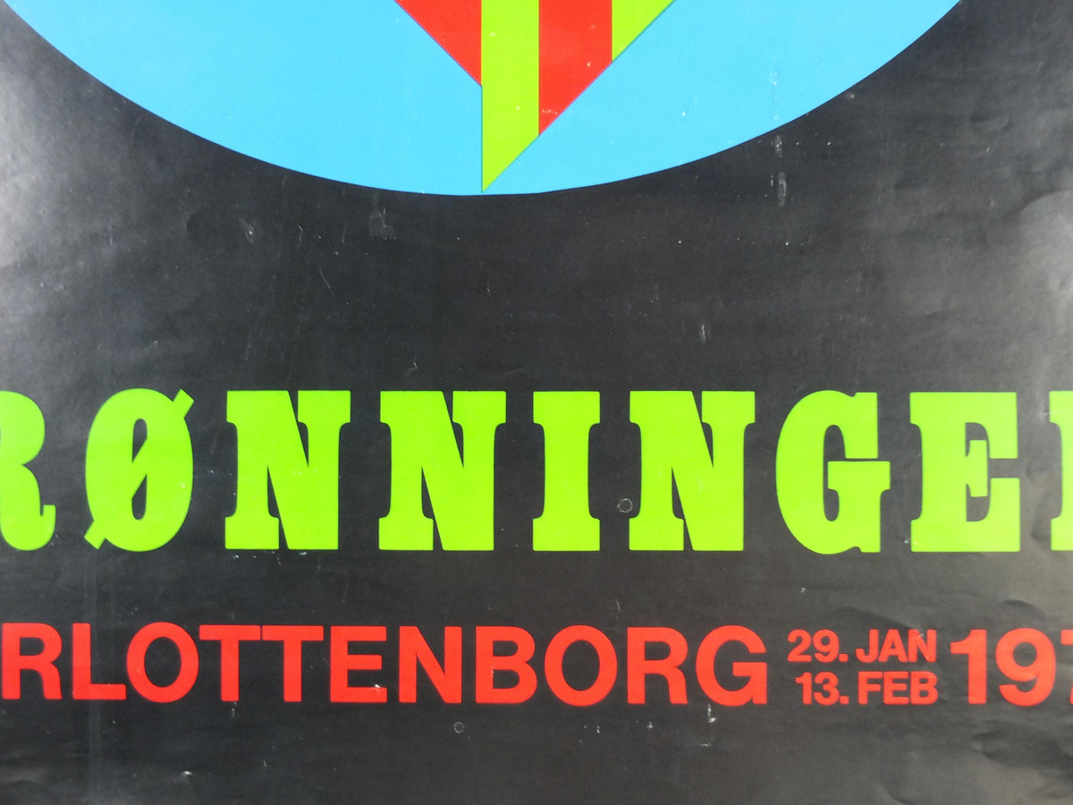 1972 Charlottenburg Grønningen Poster, Gronnigen, Copenhagen, Denmark, Modernism spiral, gallery exhibition wall art decor