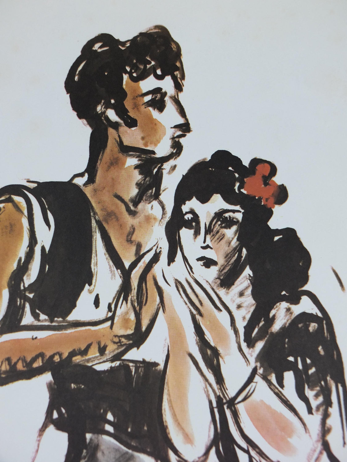 1975 Yves Brayer Poster, flamenco dancing, dancers Teresina and Roland Petit, Procenium, Paris, ballet gallery exhibition, wall art decor