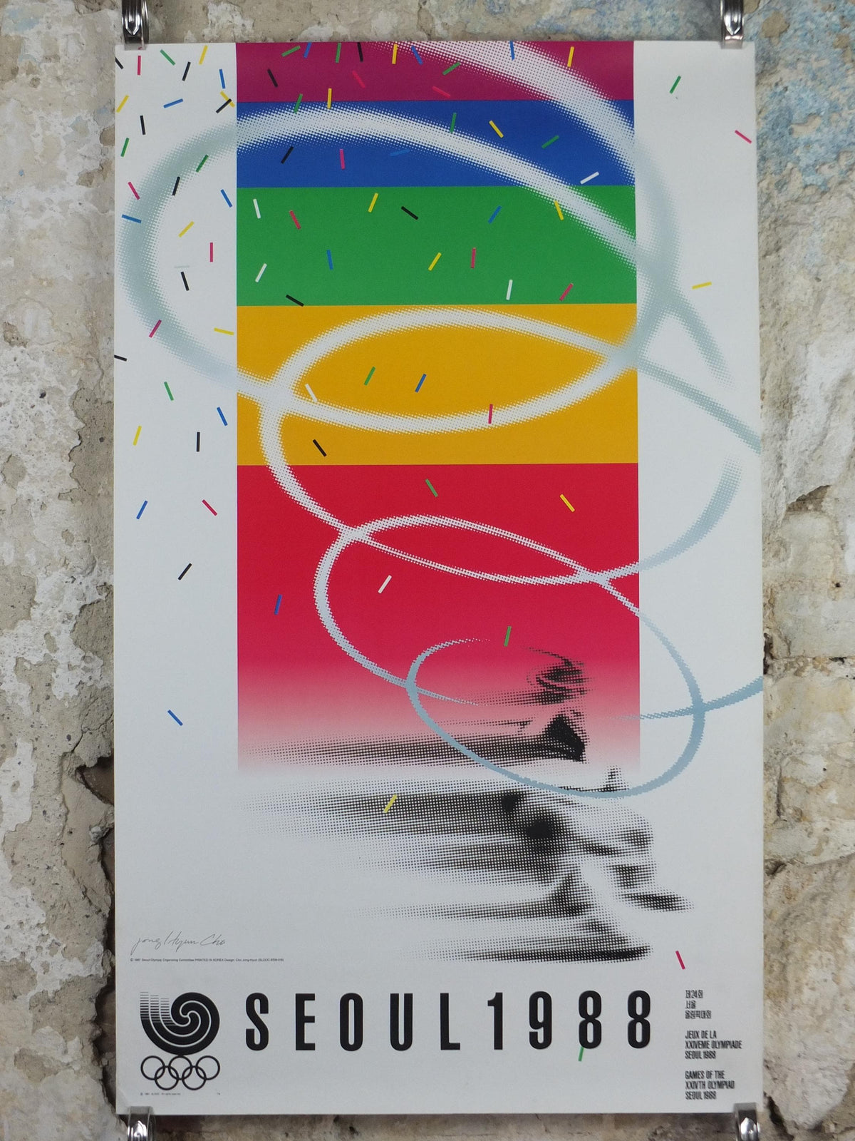 1988 Seoul Olympics Poster, by Jong Hyun Cho, Olympic Rings, colourful sport wall art decor