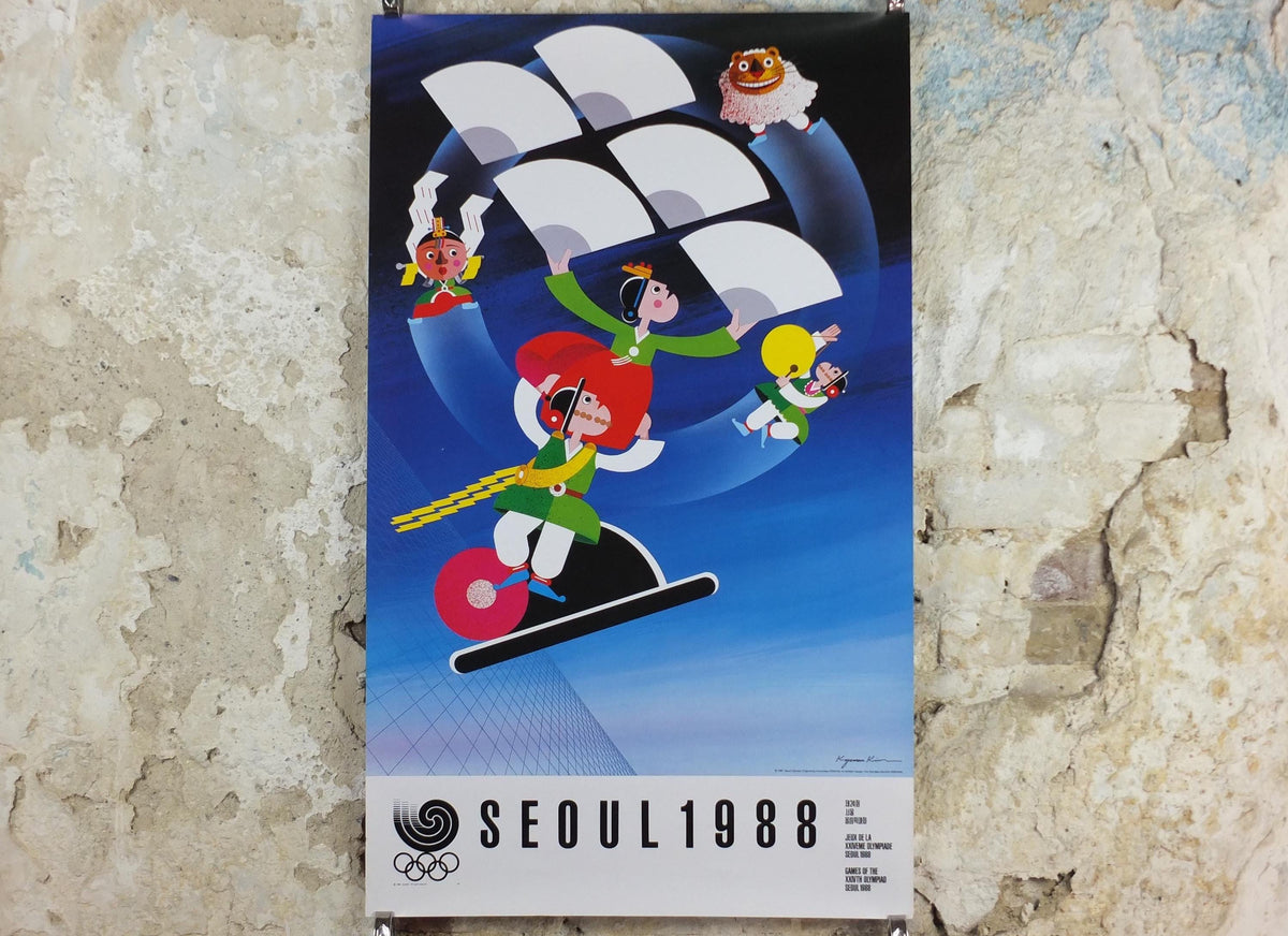 1988 Seoul Olympics Poster, by Kyoman Kim, Korean Fans, XXIV Olympiad, colourful sport wall art decor