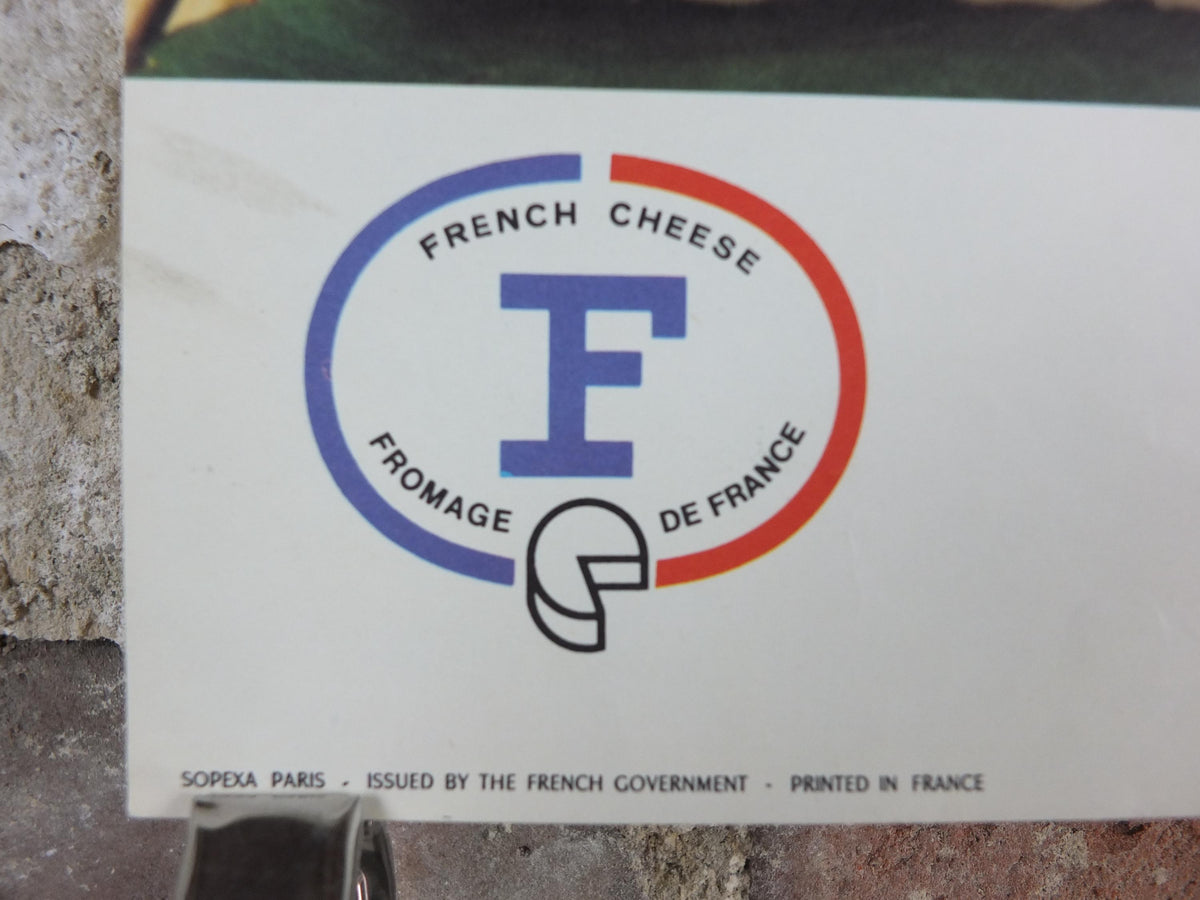1960s Cheeses of France Poster, soft cheeses with apples, Fromages de France, cheesemaking, Haut Medoc, kitchenalia wall art decor