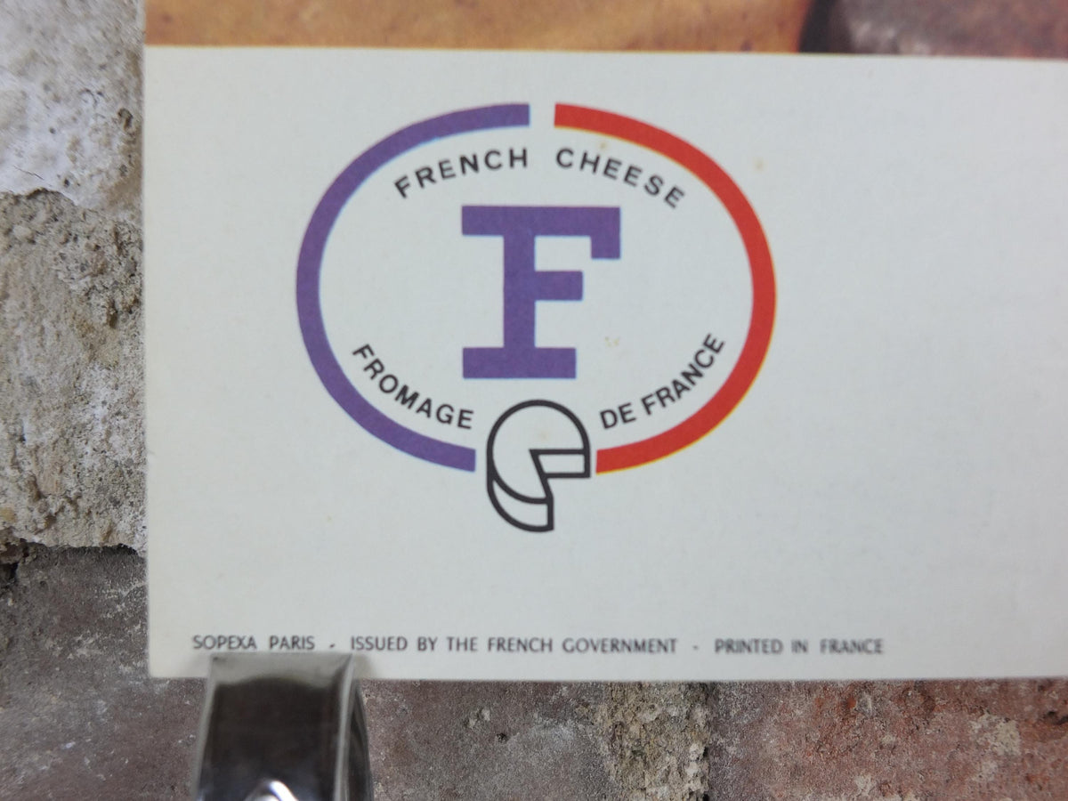 1960s Cheeses of France Poster, soft cheeses with apples, Fromages de France, cheesemaking, Bordeaux viticulture, kitchenalia wall art decor
