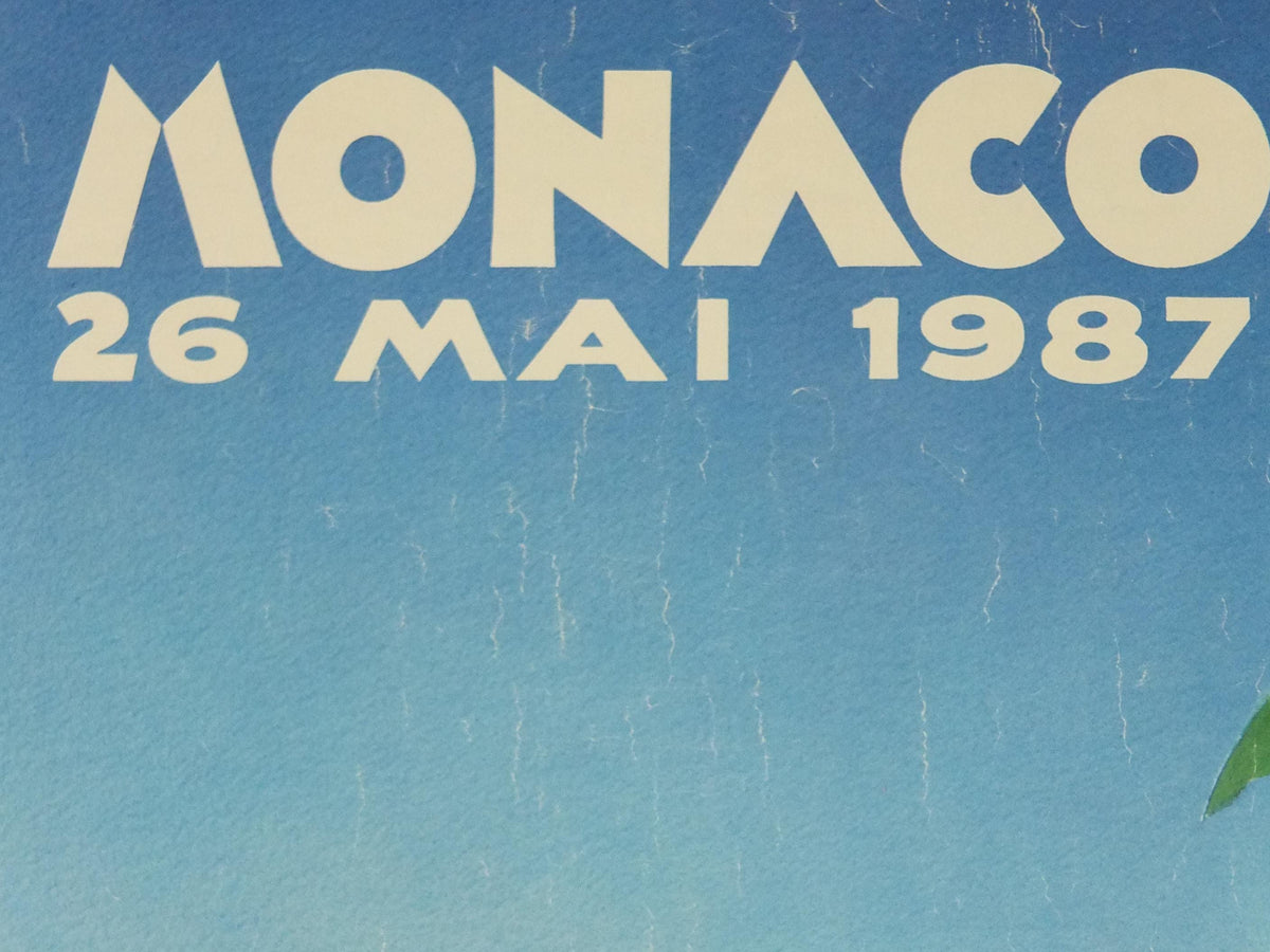1987 Monaco Christies Poster, Bugatti and Ferrari auction advertising, retro sports car wall art decor