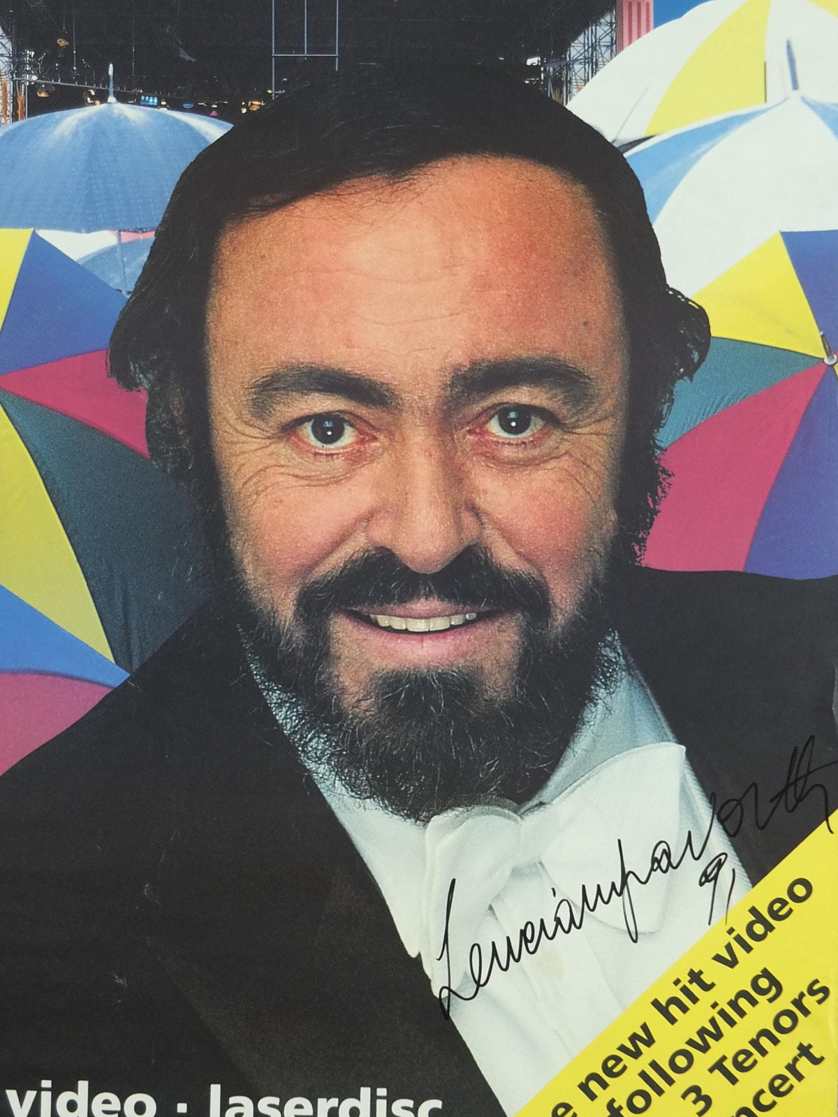 1991 Signed Pavarotti in the Park Poster, Hyde Park London, Luciano Pavarotti, classical concert opera music, wall art decor