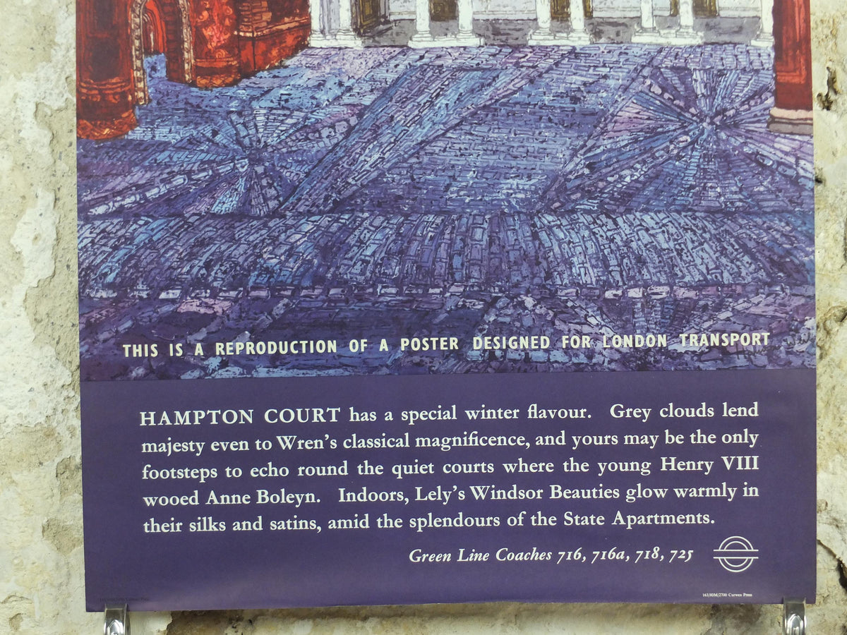 1963 Hampton Court Palace Poster, London Underground, Henry VIII and Wren, London, by Hanna Weil, The Tube, travel history, wall art decor