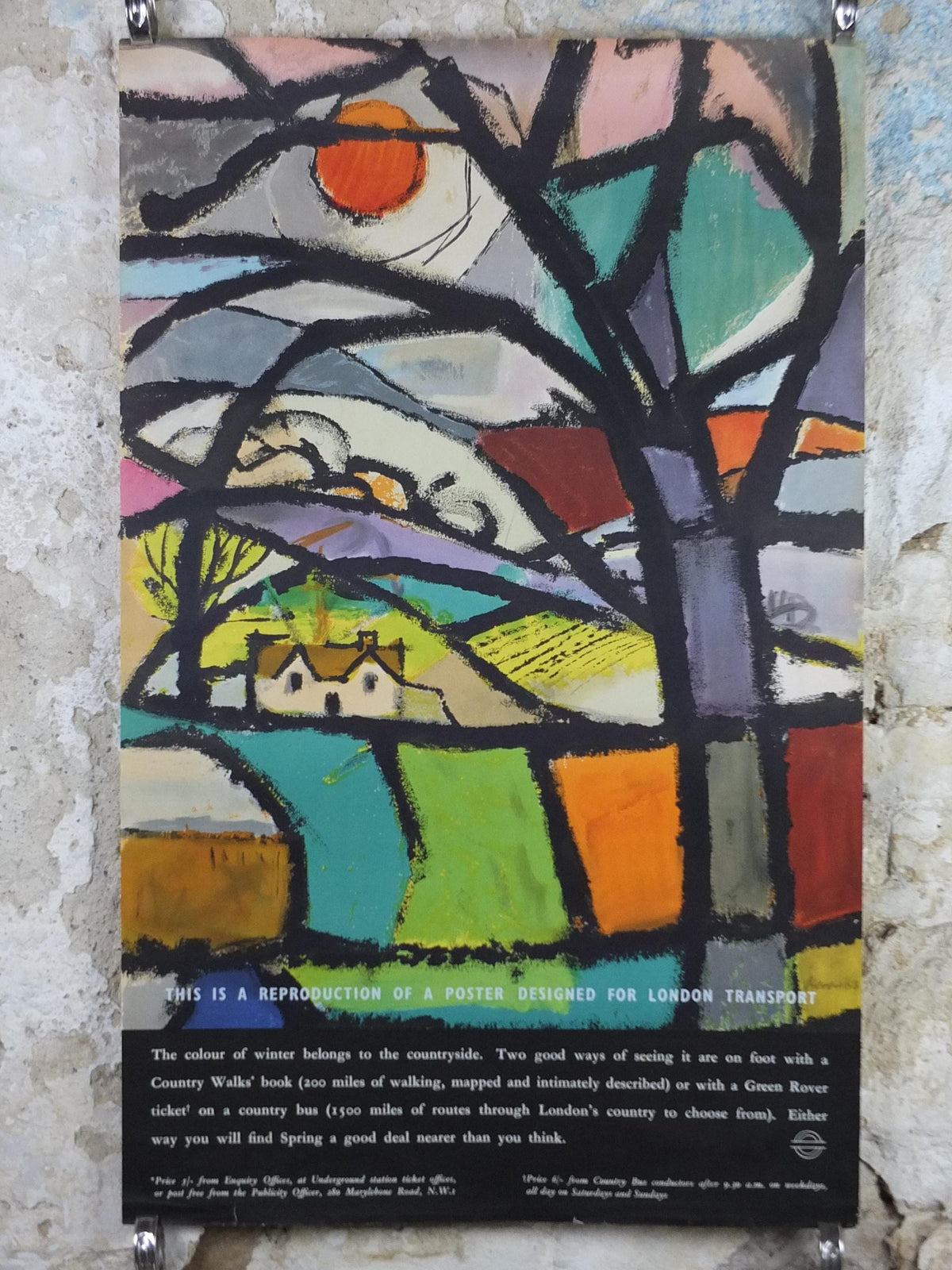 1965 London Country Walks Poster, London Underground, Winter in the Countryside, by Harry Stevens, The Tube, travel history, wall art decor