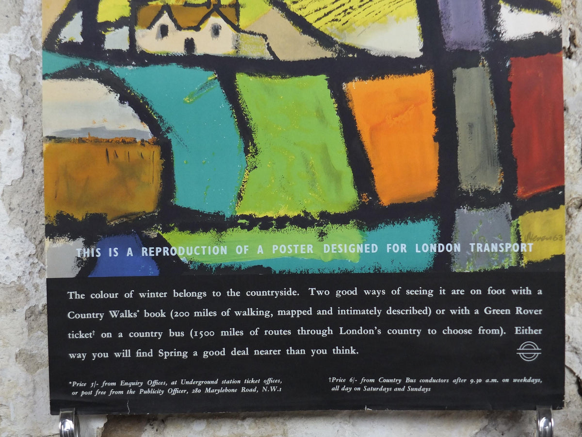 1965 London Country Walks Poster, London Underground, Winter in the Countryside, by Harry Stevens, The Tube, travel history, wall art decor