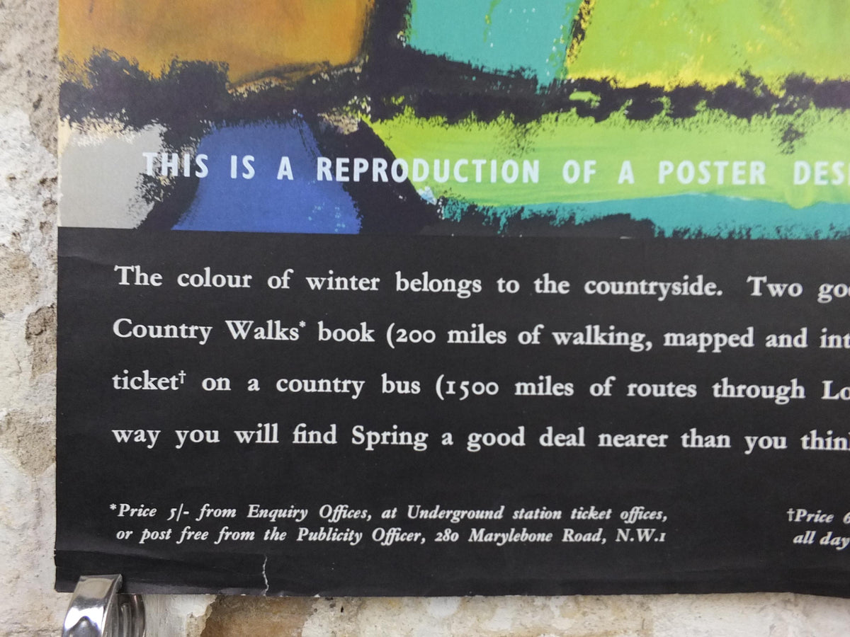 1965 London Country Walks Poster, London Underground, Winter in the Countryside, by Harry Stevens, The Tube, travel history, wall art decor