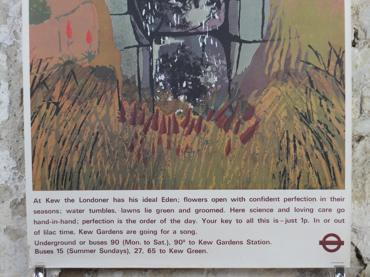 1971 Kew Gardens Poster, London Underground, Royal Botanic Gardens, London Eden, by Michael Carlo, The Tube, travel wall art decor
