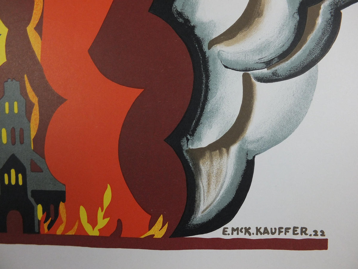 1966 Great Fire of London Poster, London Underground, Commemorating the Great Fire, by Edward McKnight Kauffer, The Tube, wall art decor