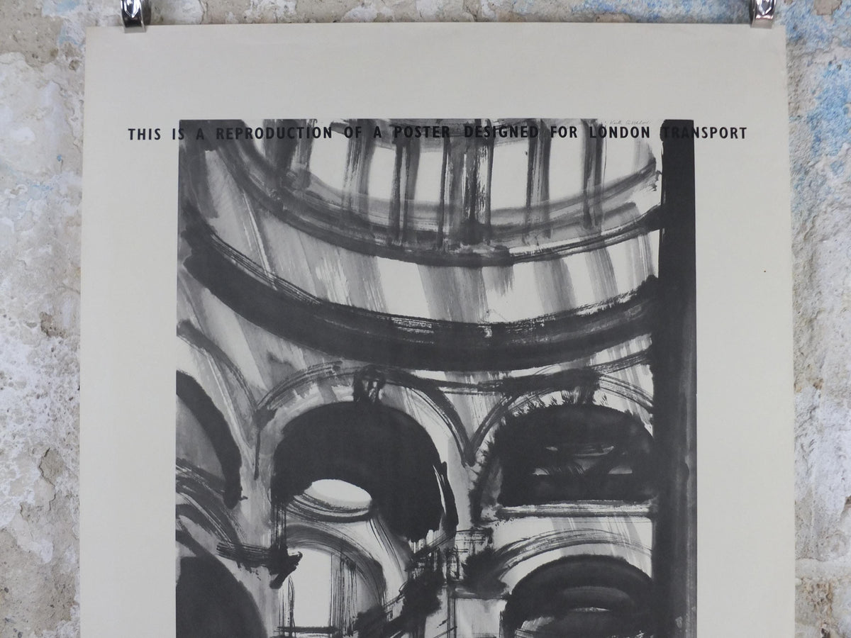 1965 St Pauls Cathedral Poster, London Underground, Gothic church, Great Fire, by Keith Critchlow, The Tube, travel history, wall art decor