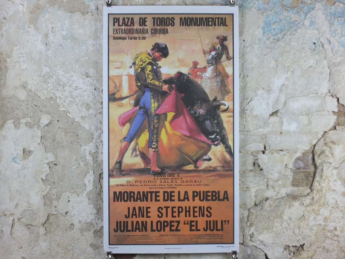 2024 Original Spanish Bull Fighting Poster, Plaza de Toros Monumental, Barcelona, Picador, Matador and bull, sport, mancave wall art decor