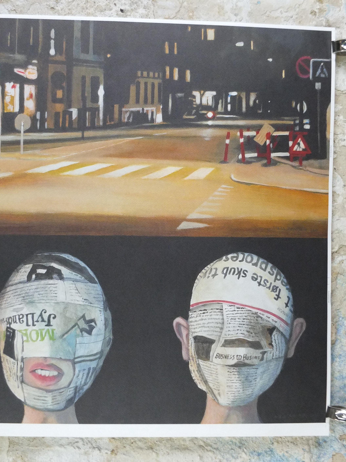 2016 Niels Rahbæk Poster, Anti-media Night Cityscape, Blinded by News, Social Media Propaganda, Scandinavian Danish Design, wall art decor