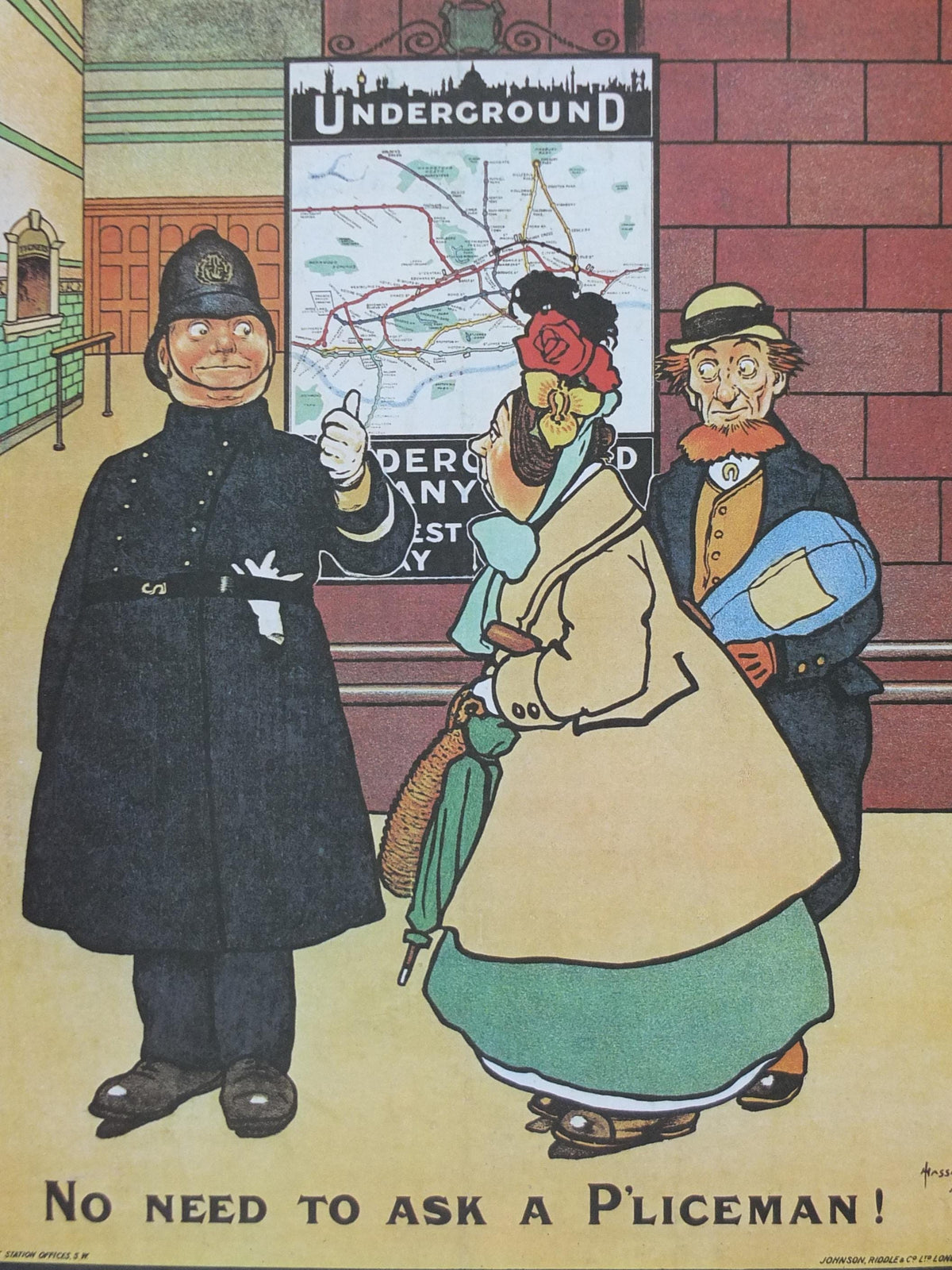 1974 London Underground Poster, Tube Map = No need to ask a policeman, The Tube, travel history, wall art decor
