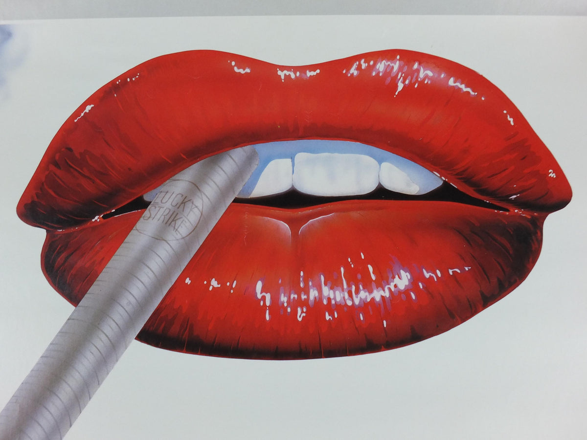 1982 Lucky Strike Poster, Big Red Lips, lots of 80s lipstick, tobacco advertising by Robin, Idealdecor Wizard & Genius, wall art decor