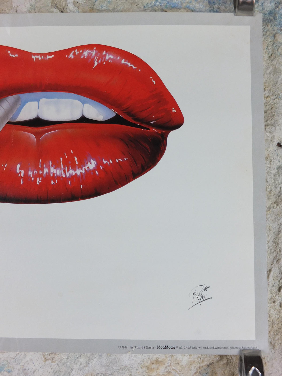 1982 Lucky Strike Poster, Big Red Lips, lots of 80s lipstick, tobacco advertising by Robin, Idealdecor Wizard & Genius, wall art decor