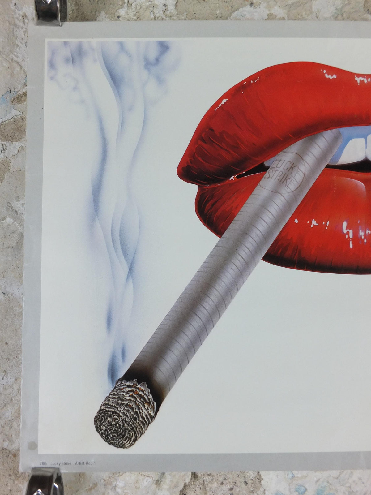 1982 Lucky Strike Poster, Big Red Lips, lots of 80s lipstick, tobacco advertising by Robin, Idealdecor Wizard & Genius, wall art decor