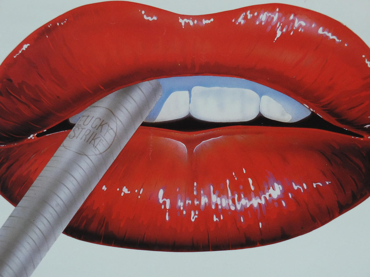 1982 Lucky Strike Poster, Big Red Lips, lots of 80s lipstick, tobacco advertising by Robin, Idealdecor Wizard & Genius, wall art decor