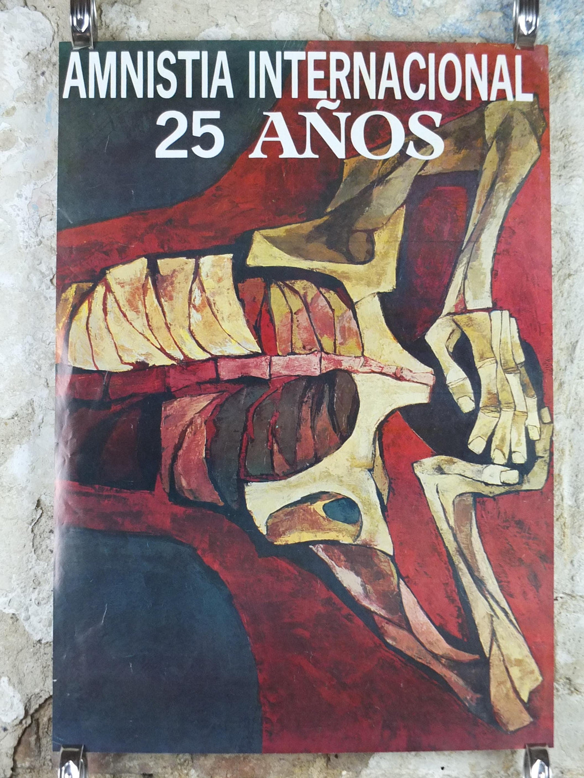 1986 Amnesty International Poster, by Oswaldo Guayasamín, 25th Anniversary, Human Rights, wall art decor