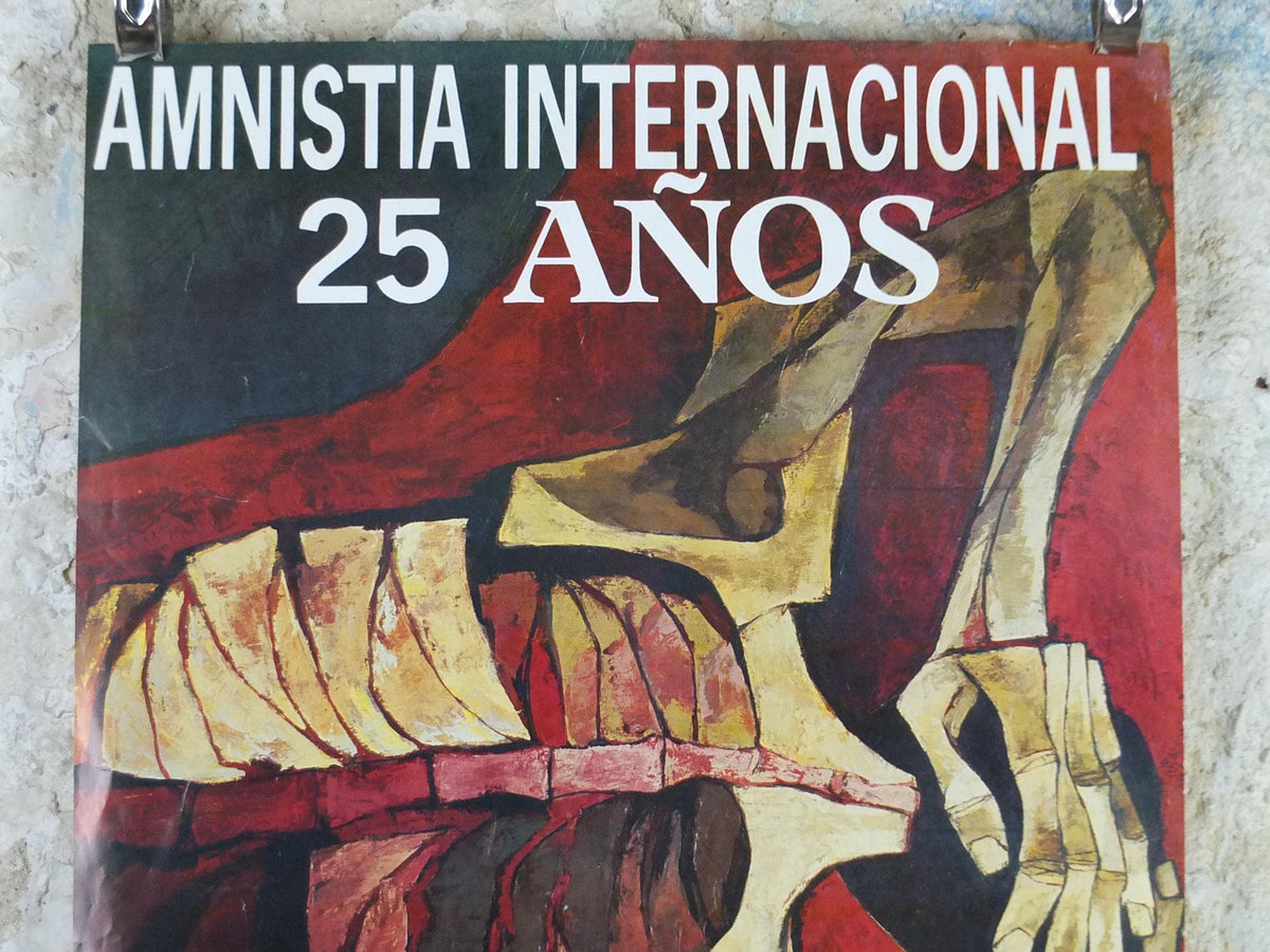 1986 Amnesty International Poster, by Oswaldo Guayasamín, 25th Anniversary, Human Rights, wall art decor