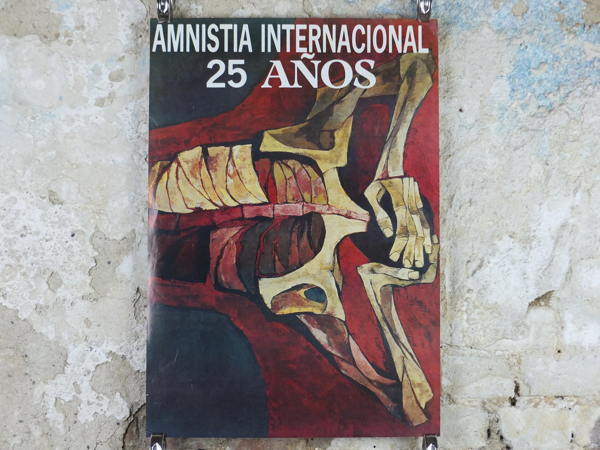 1986 Amnesty International Poster, by Oswaldo Guayasamín, 25th Anniversary, Human Rights, wall art decor
