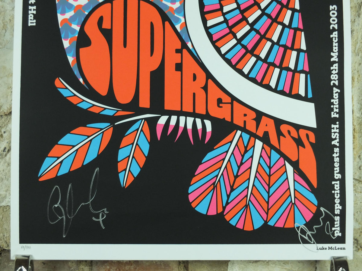 2003 signed Supergrass Concert Poster, Teenage Cancer Trust, Royal Albert Hall, signed by Gaz, Mick and Danny, Britpop, music wall art decor