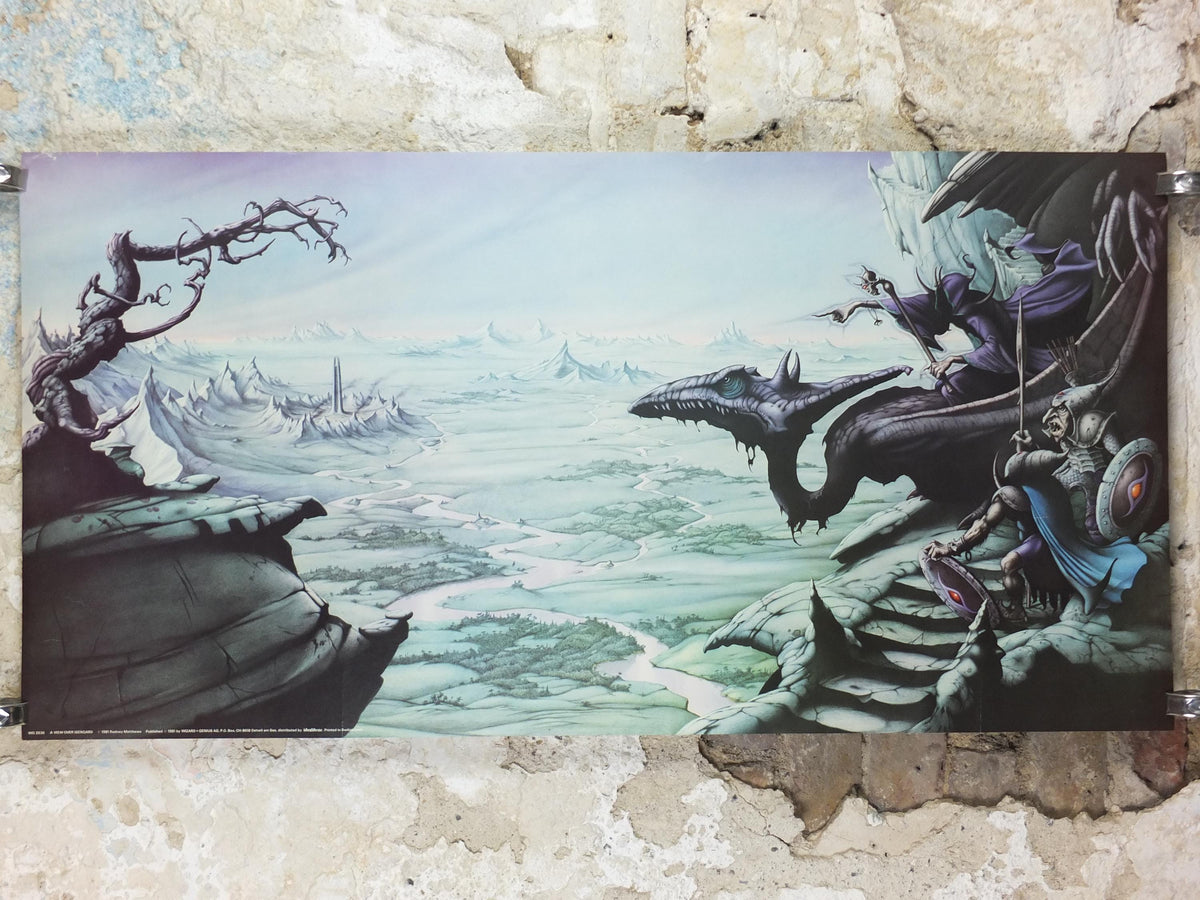 1981 Lord of the Rings Poster, A View over Isengard, JRR Tolkien by Rodney Matthews, Orthanc, Nazgul with Dragon and Goblins, wall art decor