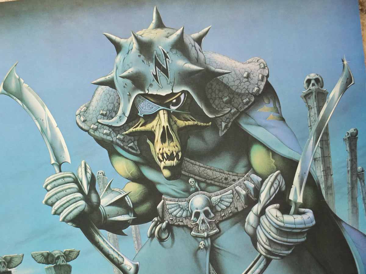 1979 Nazareth Poster, No Mean City, Friendly Fred by Rodney Matthews, epic adventure art, dinosaur, scifi wall art decor