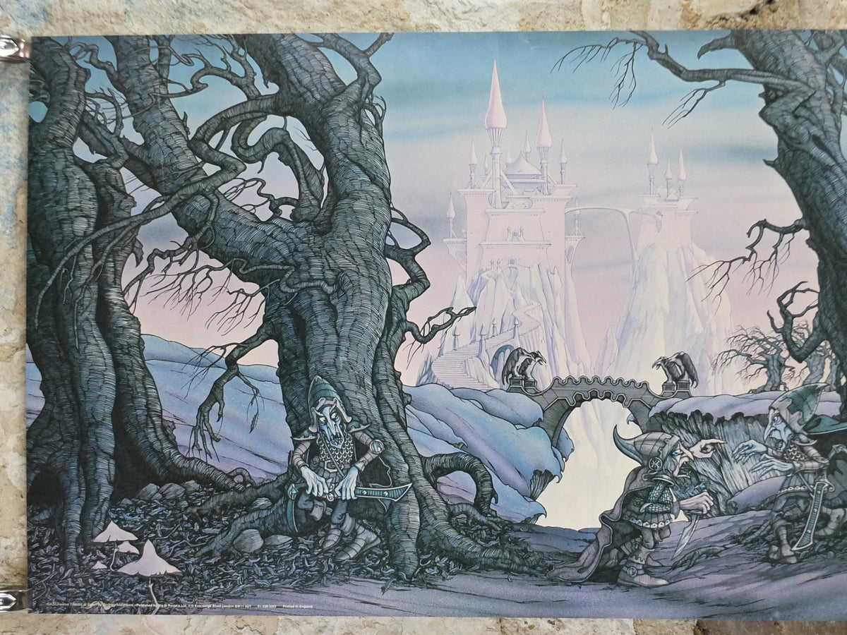1977 Twelve Towers at Dawn Poster, GA37 squabbling goblins by Rodney Matthews, Big O Posters, fantasy wall art decor