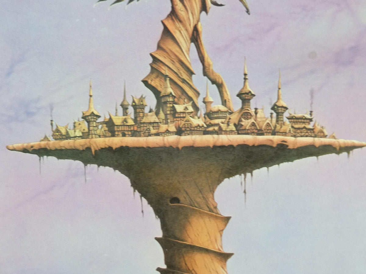1979 Magnum Poster, Safe and Sound on the Sundial by Rodney Matthews, epic adventure quest art, eagle butterfly wings, scifi wall art decor