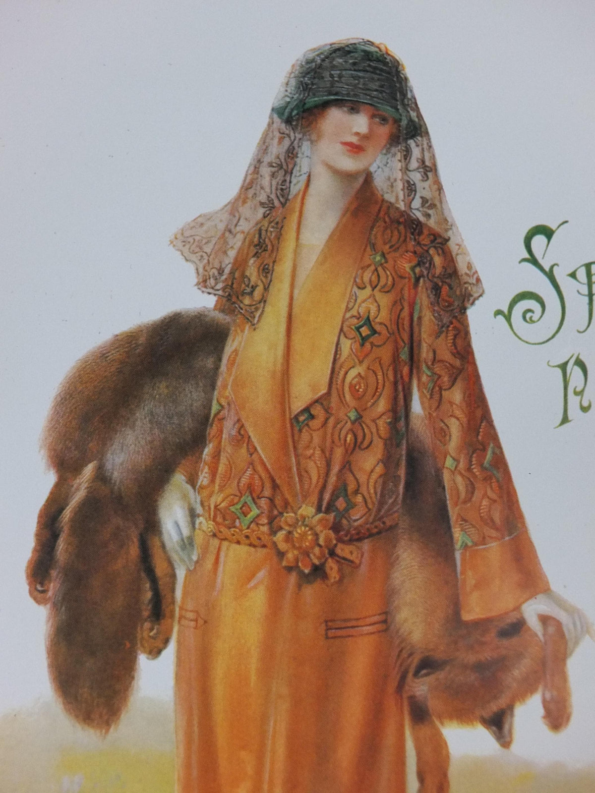 1960s The Lady Poster, Woman in bronze Flapper Summer style from the 1920s, Womans magazine, fashion Advertising, art deco, wall art decor