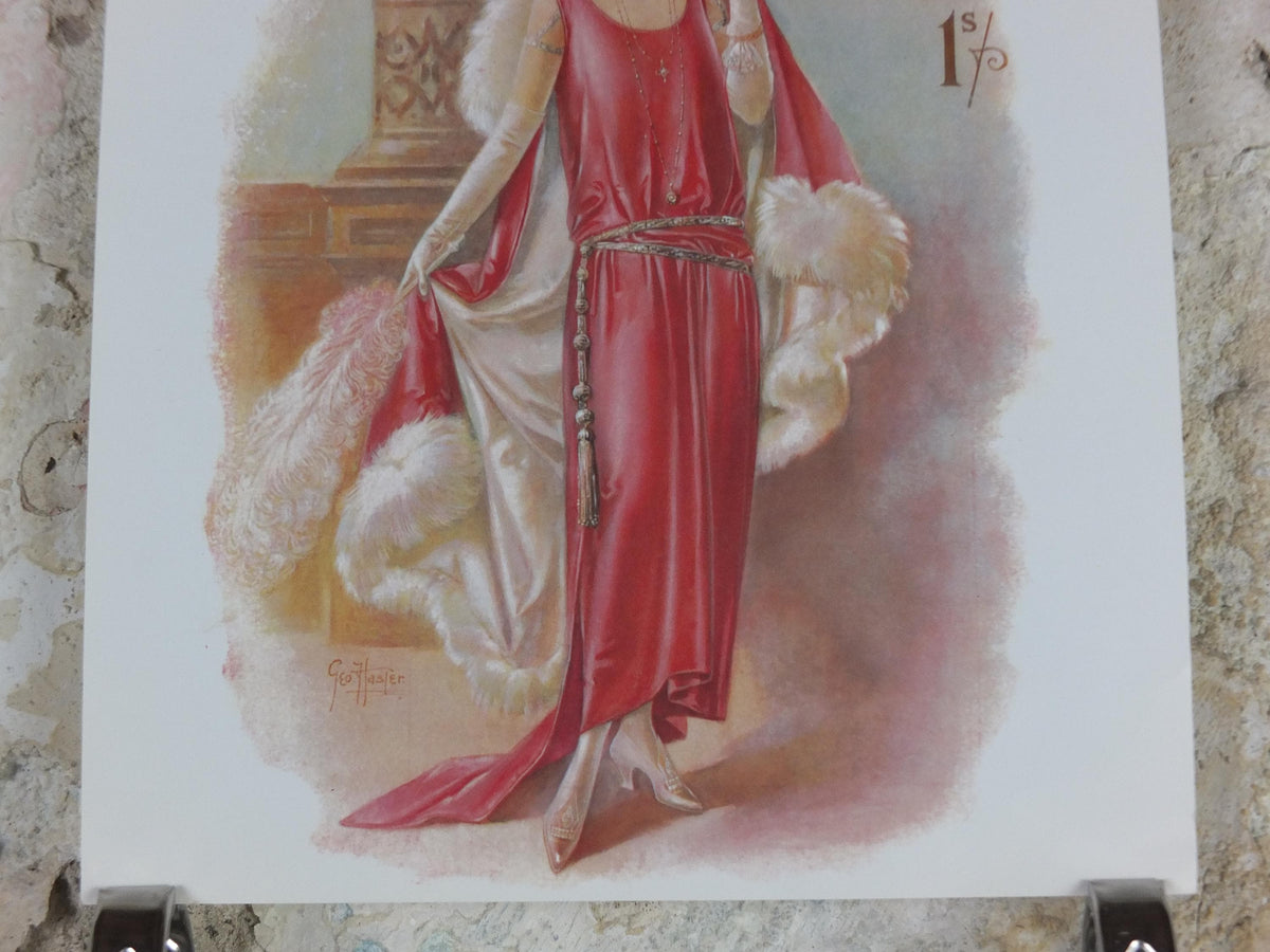 1960s The Lady Poster, Woman in Pink Flapper Christmas style from the 1920s, Womans magazine, fashion Advertising, art deco, wall art decor