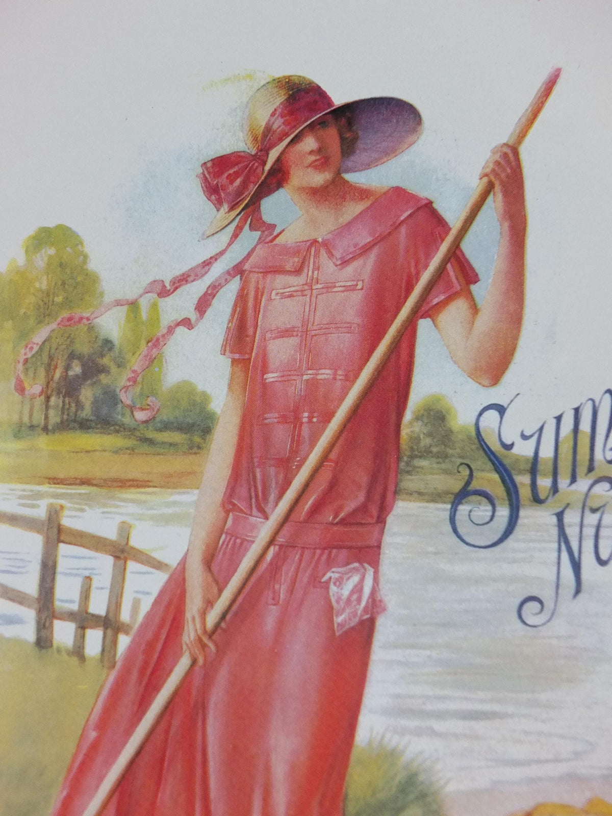 1960s The Lady Poster, Woman in pink Flapper Summer style from the 1920s, Womans magazine, fashion Advertising, art deco, wall art decor