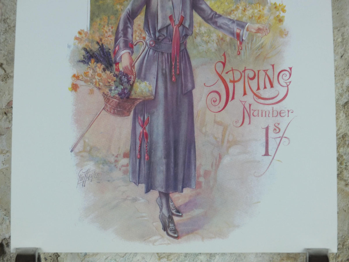 1960s The Lady Poster, Woman in gray Flapper Spring style from the 1920s, Womans magazine, fashion Advertising, art deco, wall art decor