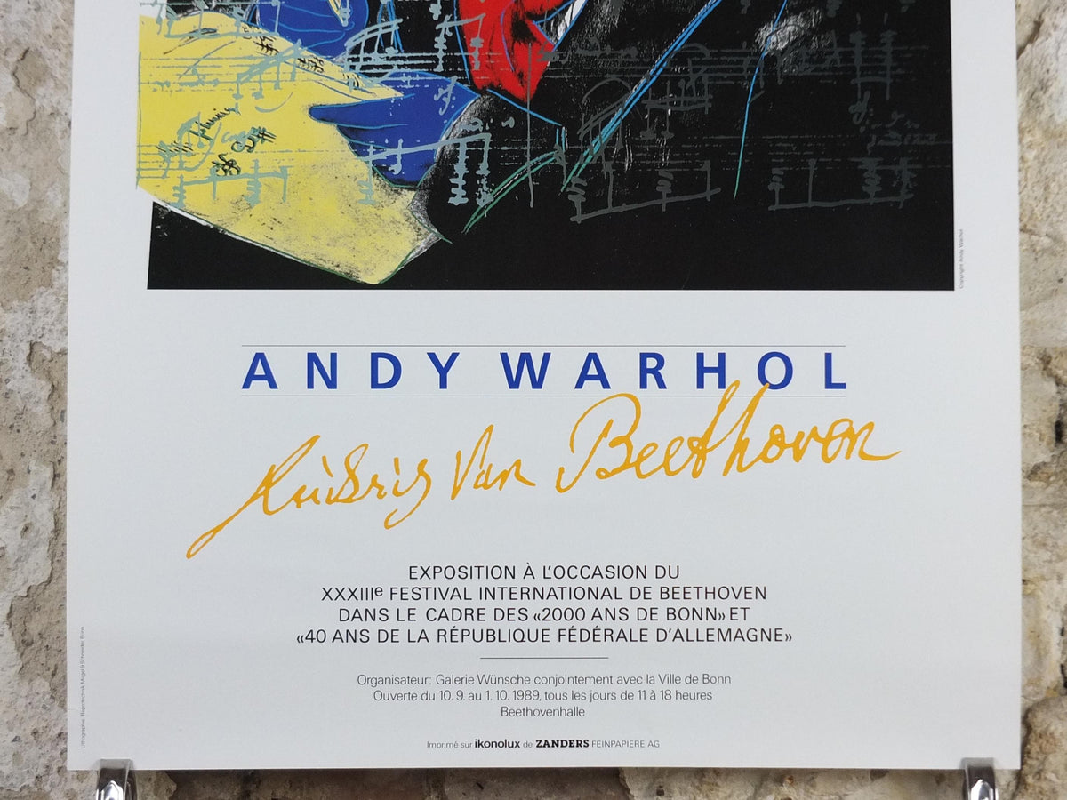 1989 Andy Warhol Poster, Ludwig van Beethoven, 40 Anniversary Federal Republic of Germany, pop art artist gallery exhibition, wall art decor