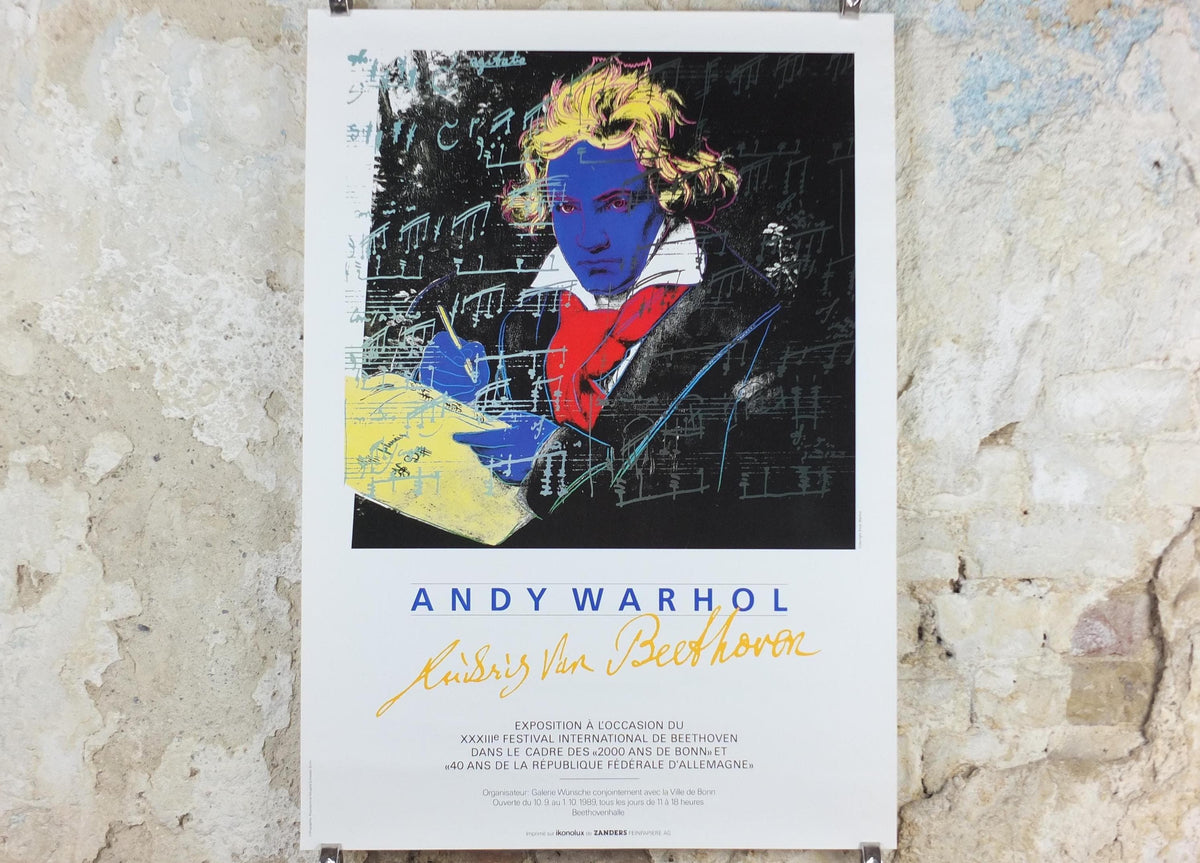 1989 Andy Warhol Poster, Ludwig van Beethoven, 40 Anniversary Federal Republic of Germany, pop art artist gallery exhibition, wall art decor