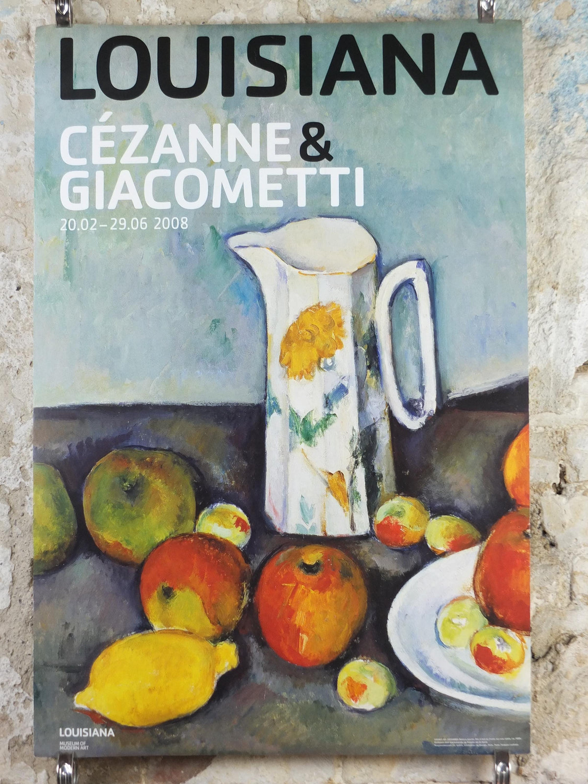 2008 Paul Cezanne Poster, Milk jug and fruit on a table 1890, Impressionism, Post-Impressionism, Cubism, gallery exhibition, wall art decor