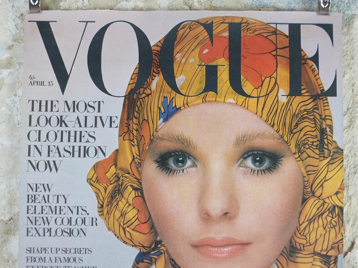 1969 Vogue Magazine Cover Poster, Maudie James, April 15, 1969, British Vogue, Barry Lategan, fashion Advertising wall art decor