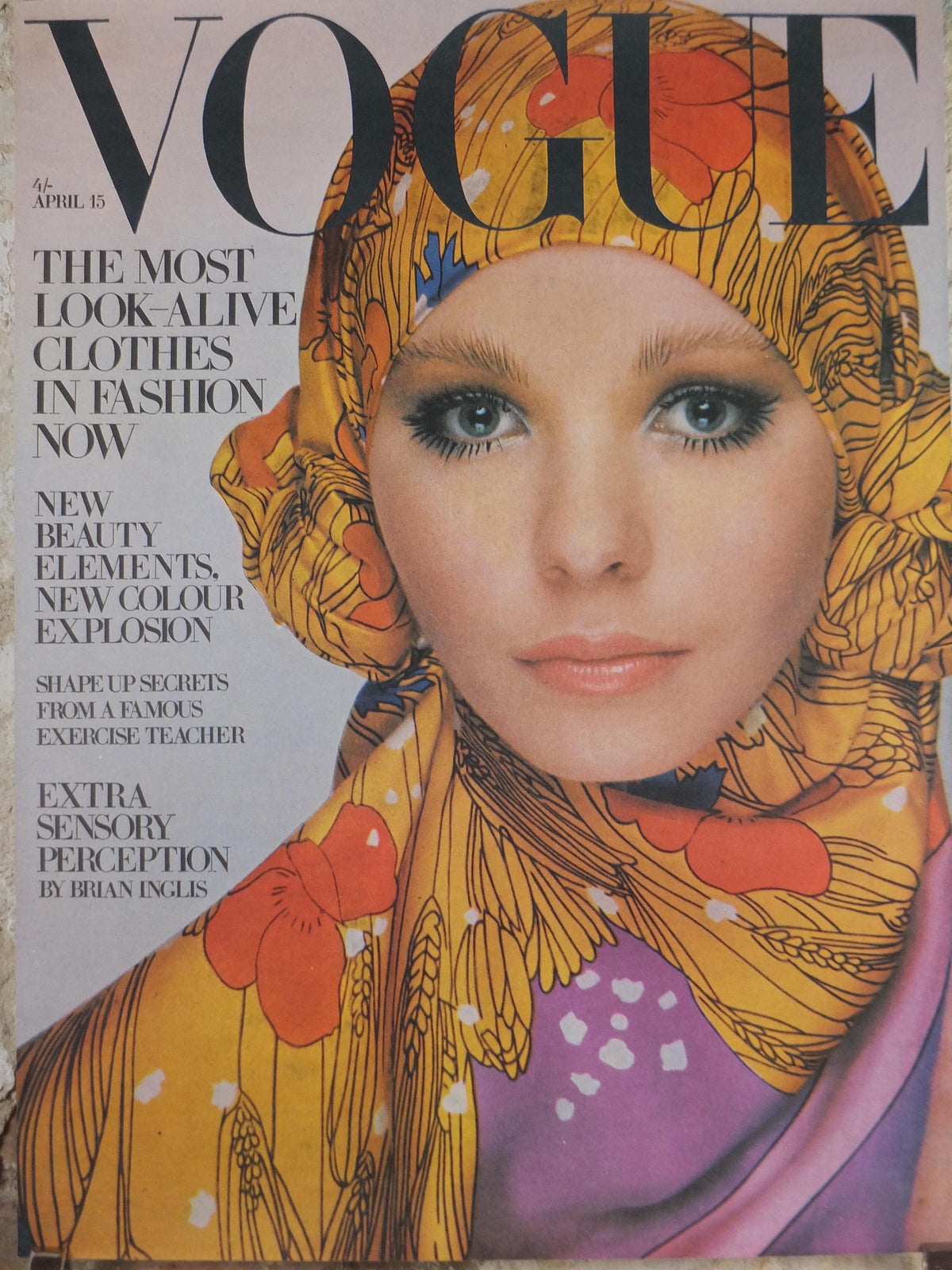 1969 Vogue Magazine Cover Poster, Maudie James, April 15, 1969, British Vogue, Barry Lategan, fashion Advertising wall art decor