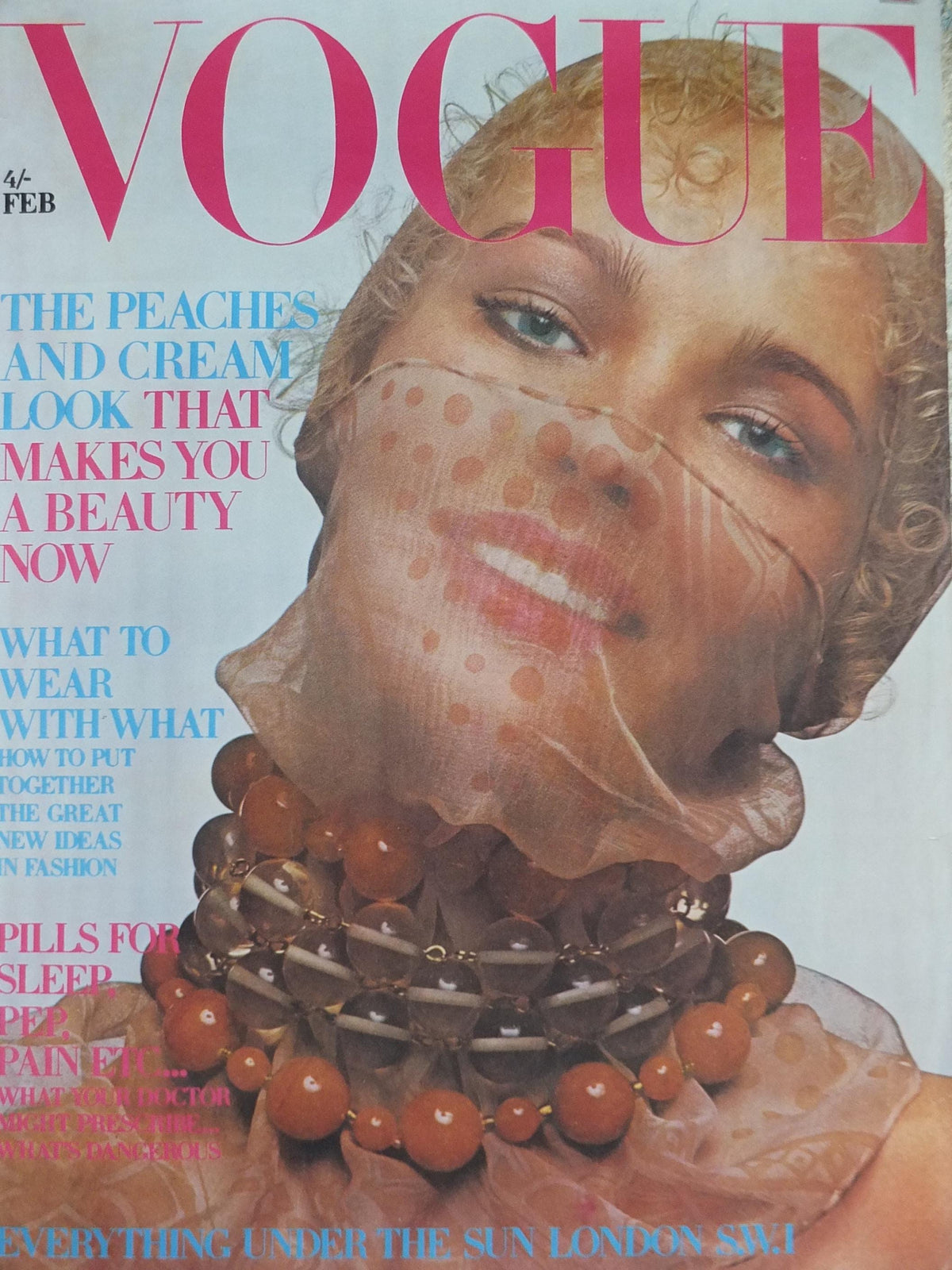 1970 Vogue Magazine Cover Poster, Maudie James, February 1970, British Vogue, Guy Bourdin, fashion Advertising wall art decor