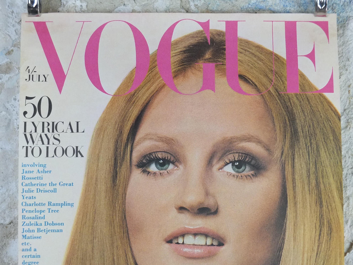 1969 Vogue Magazine Cover Poster, Ingrid Boulting, July 1969, British Vogue, David Bailey, fashion Advertising wall art decor