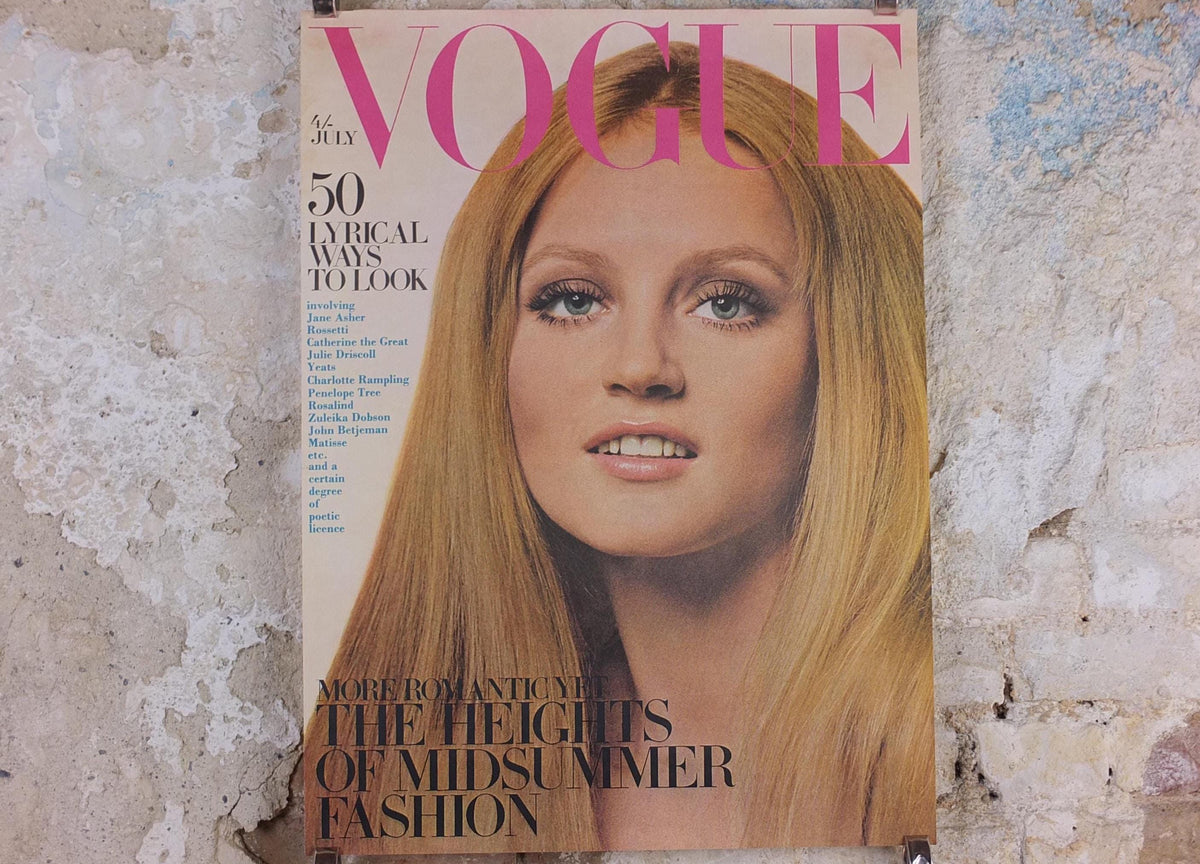 1969 Vogue Magazine Cover Poster, Ingrid Boulting, July 1969, British Vogue, David Bailey, fashion Advertising wall art decor
