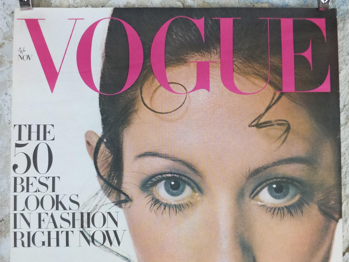 1968 Vogue Magazine Cover Poster, Moyra Swan, November 1968, British Vogue, David Bailey, fashion Advertising wall art decor