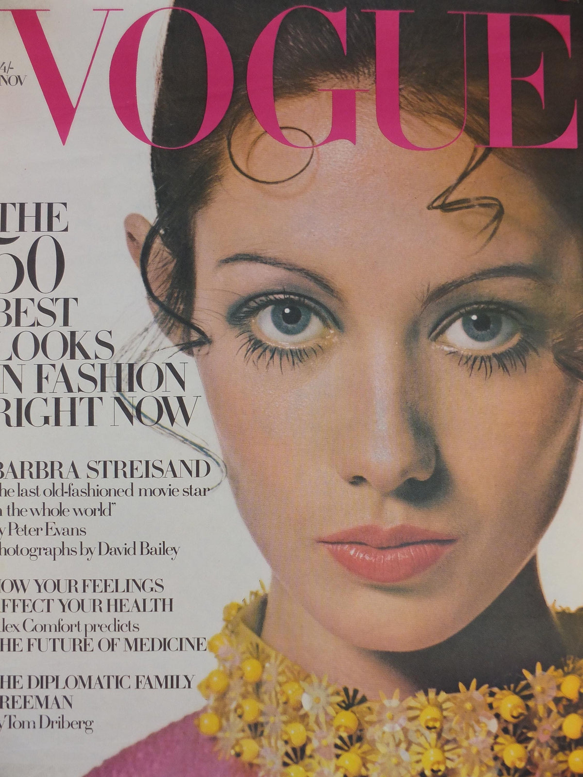 1968 Vogue Magazine Cover Poster, Moyra Swan, November 1968, British Vogue, David Bailey, fashion Advertising wall art decor