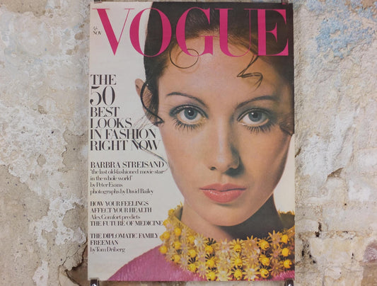 1968 Vogue Magazine Cover Poster, Moyra Swan, November 1968, British Vogue, David Bailey, fashion Advertising wall art decor